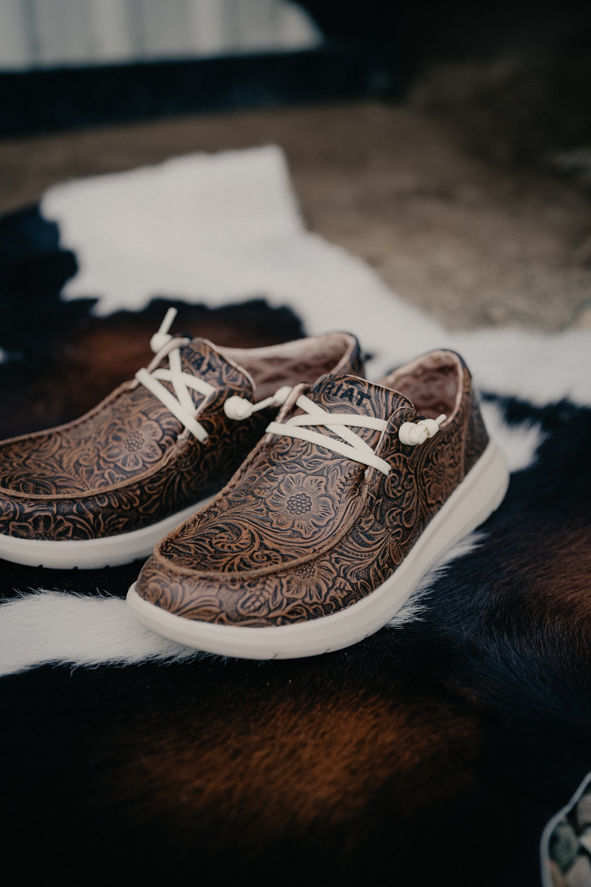 'Floral Embossed' Leather Ariat Hilo Shoes