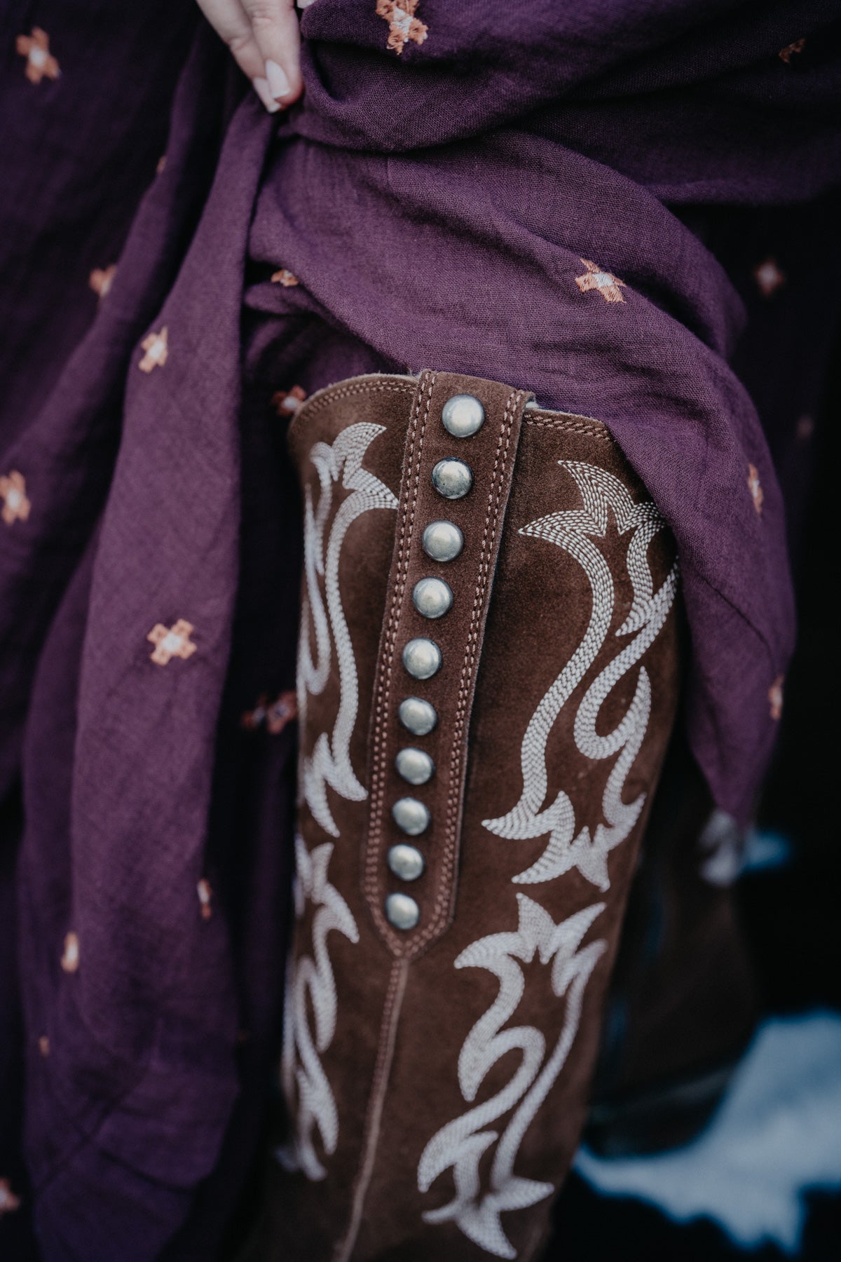 'Mia' Chocolate Suede Tall Studded Boot (Regular & Wide Calf)