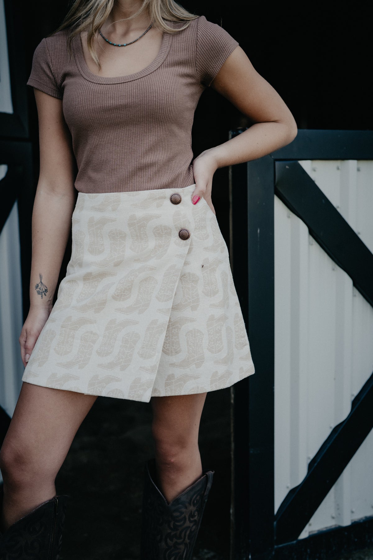 'Boot Scoot' Women's Wrangler Boot Print Wrap Skirt (XS-XL)