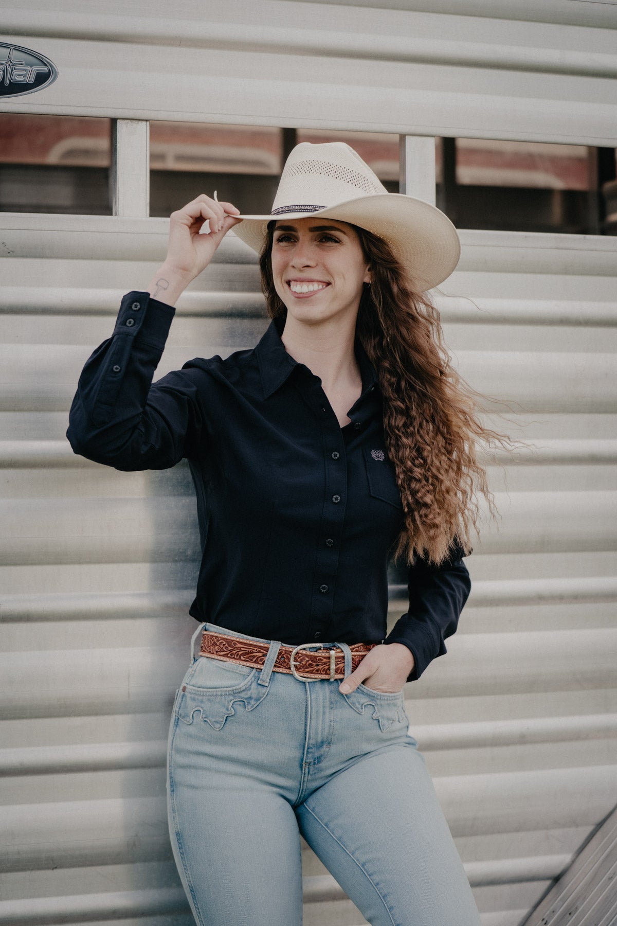 'Tanya' Women's Black Long Sleeve ArenaFlex Button Up by CINCH (XS-XXL)