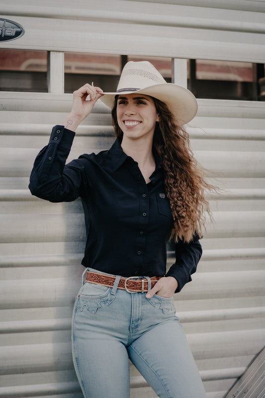 'Tanya' Women's Black Long Sleeve ArenaFlex Button Up by CINCH (XS-XXL)