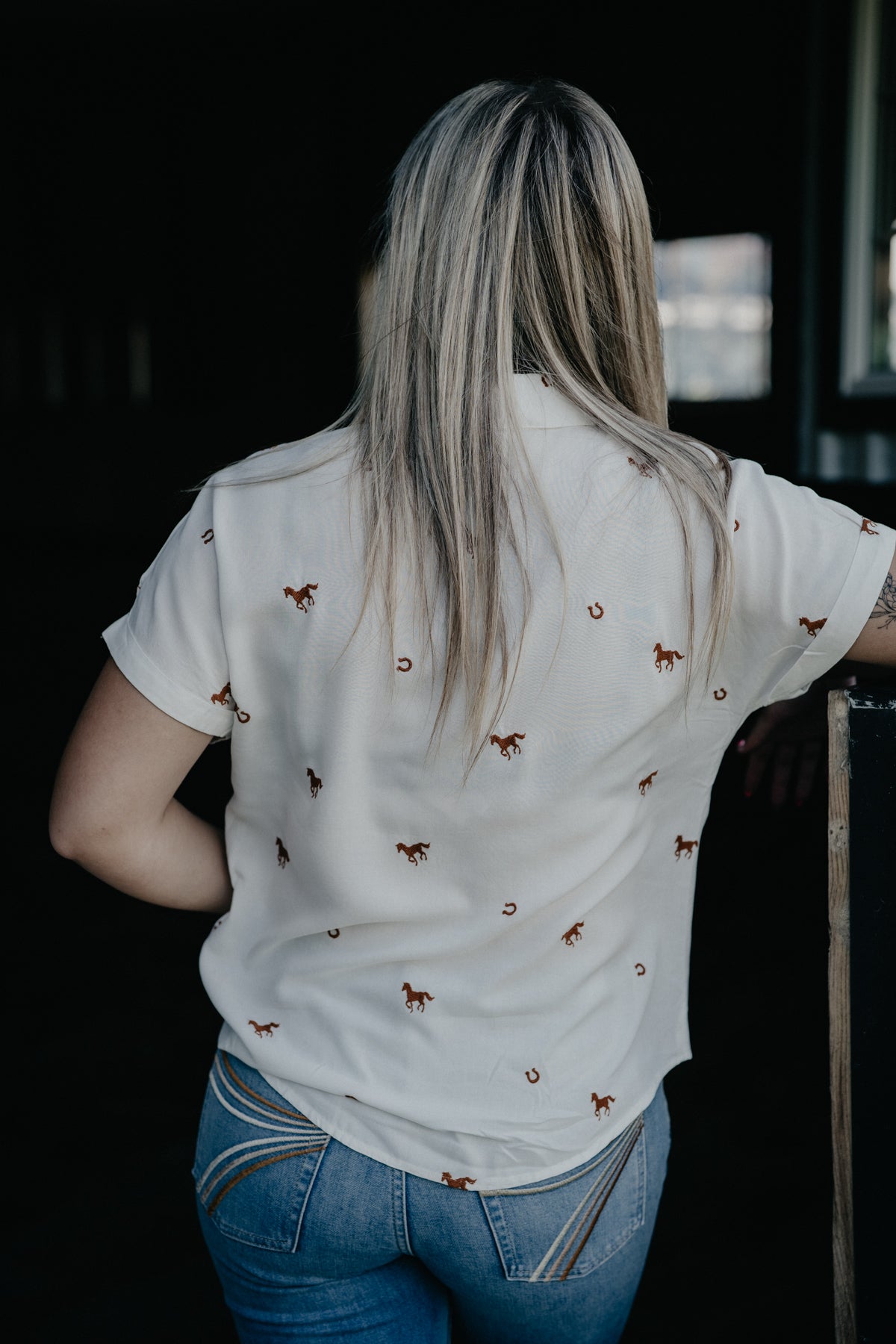 'Bryer' Horse Embroidered Short Sleeve Collared Shirt (2 Colours; S - XXL)