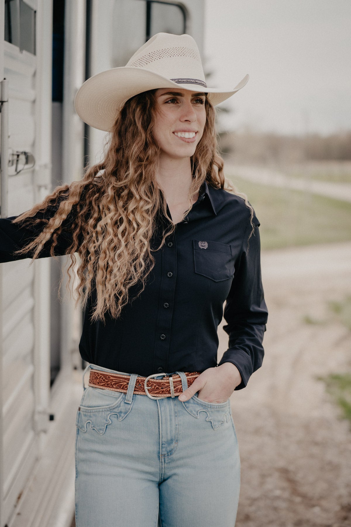 'Tanya' Women's Black Long Sleeve ArenaFlex Button Up by CINCH (XS-XXL)