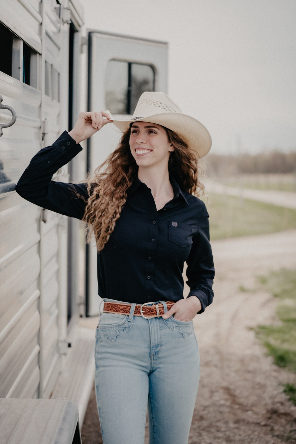 'Tanya' Women's Black Long Sleeve ArenaFlex Button Up by CINCH (XS-XXL)