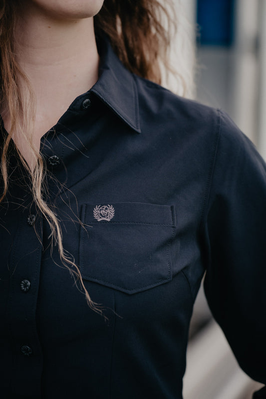 'Tanya' Women's Black Long Sleeve ArenaFlex Button Up by CINCH (XS-XXL)