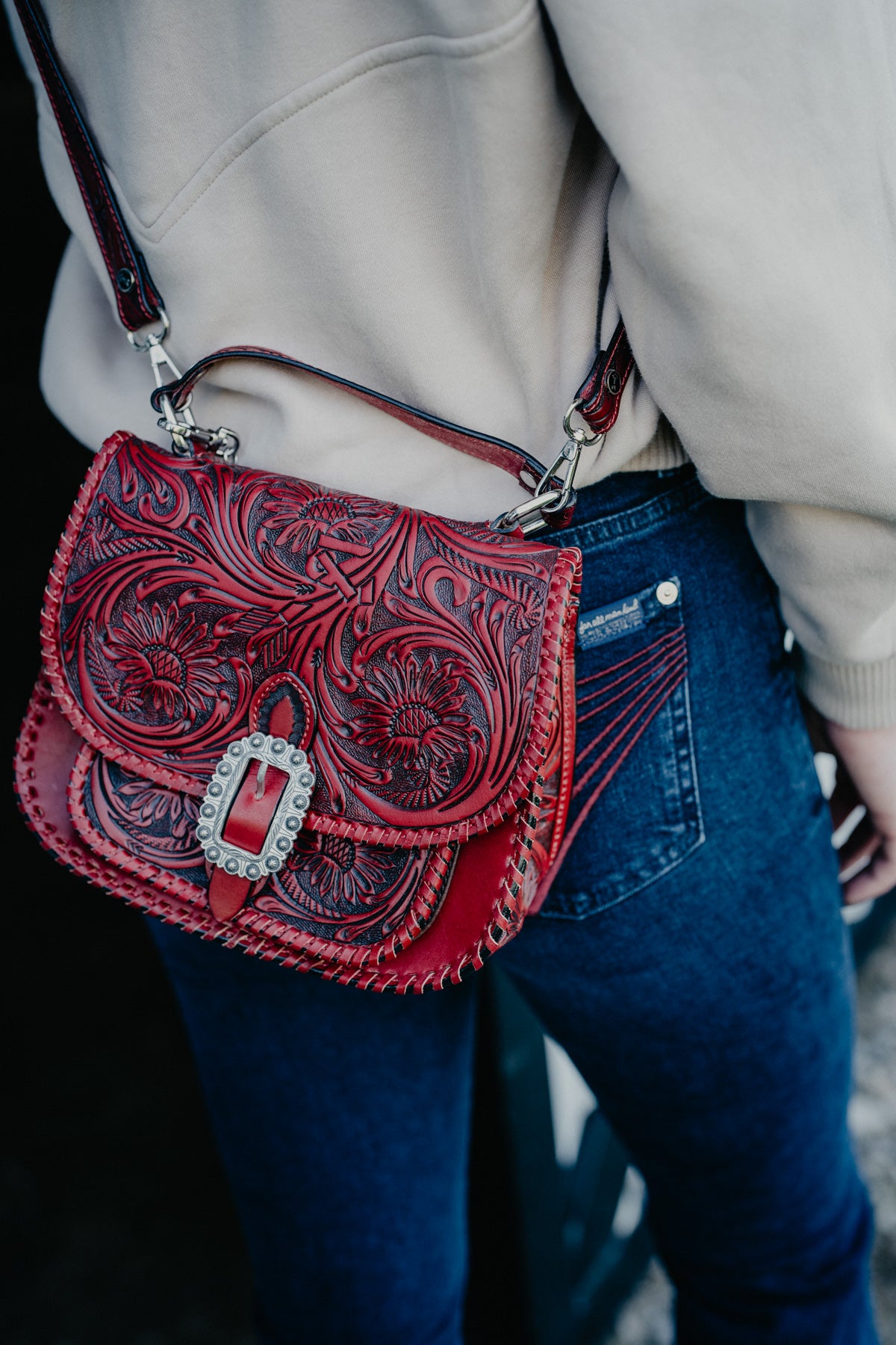 'Floral Heritage' Handbag with Whipstitch