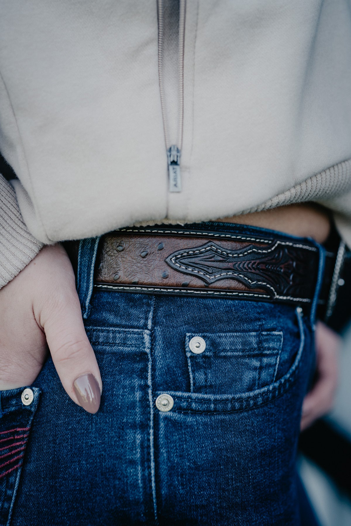 Ariat Brown Ostrich Embossed Belt
