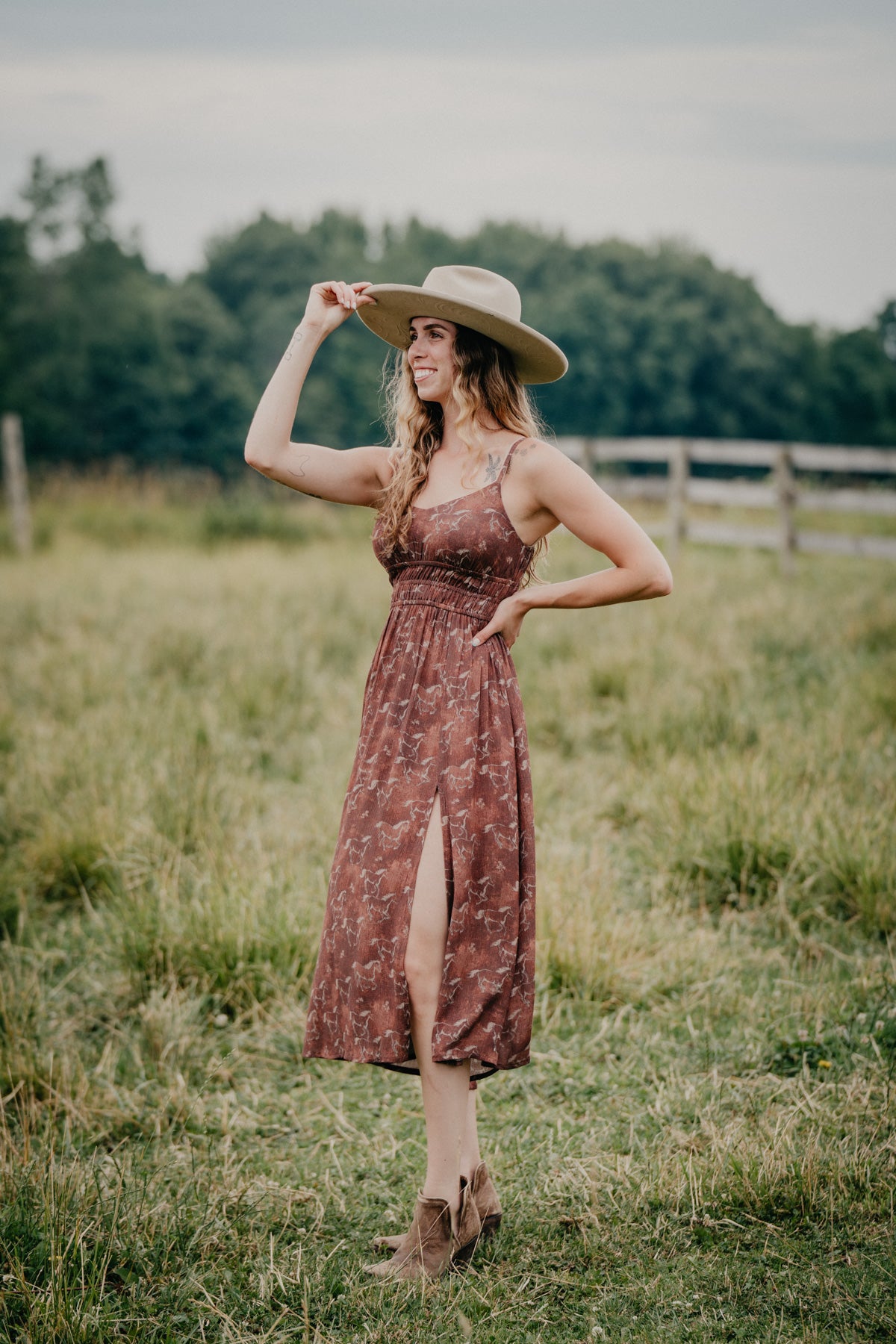 'Kelsea' Horse Print Midi Dress (XL Only)