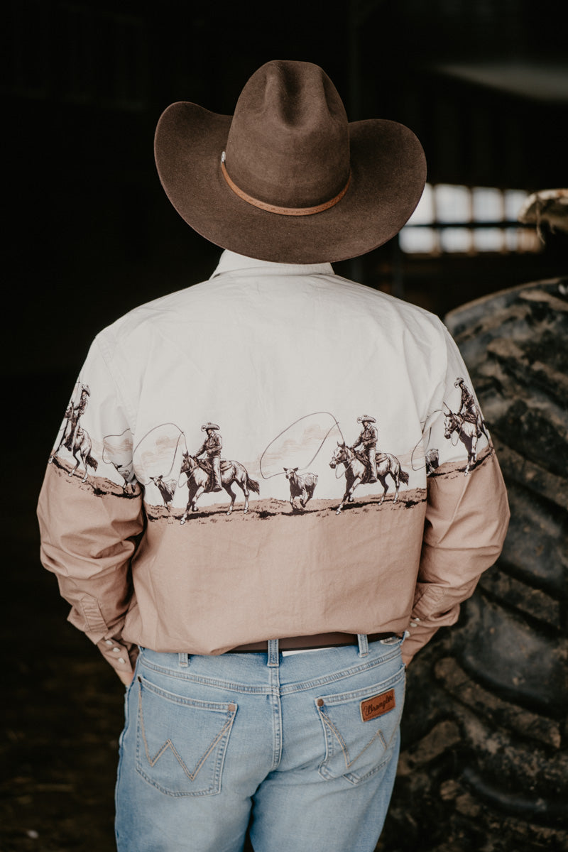 'Coy' Men's Vintage Cowboy Border Panhandle Pearl Snap (S-XL)