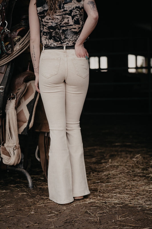 'Maggie' Natural High Rise Flare Jeans by Rock and Roll Denim (24 - 34)