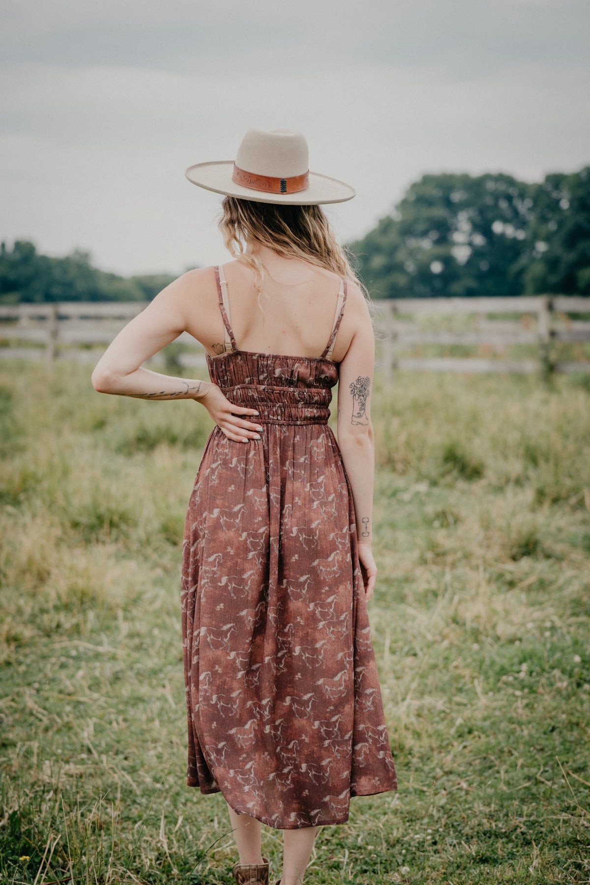 'Kelsea' Horse Print Midi Dress (XL Only)