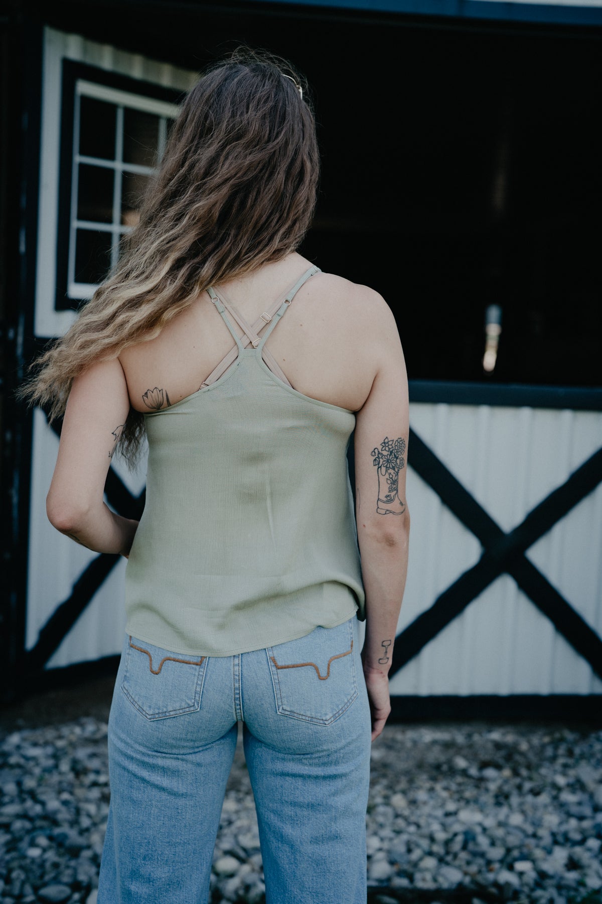 'Payton' Sage Green Lace Razor Back Tank Top by Rock & Roll (XS-XL)
