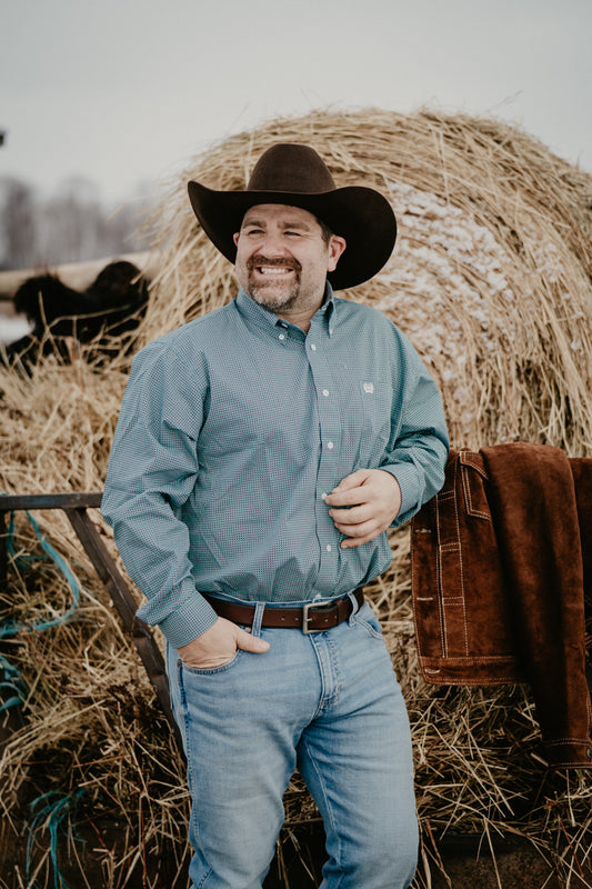 'Jeb' Teal Geo CINCH Classic Fit Button Down (S-XXL)