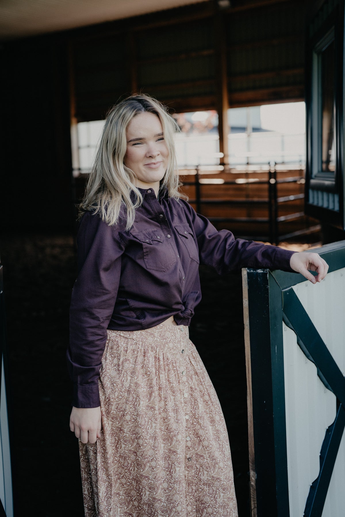 'Earthbound' Plum Women's Pearl Snap Shirt by Ariat