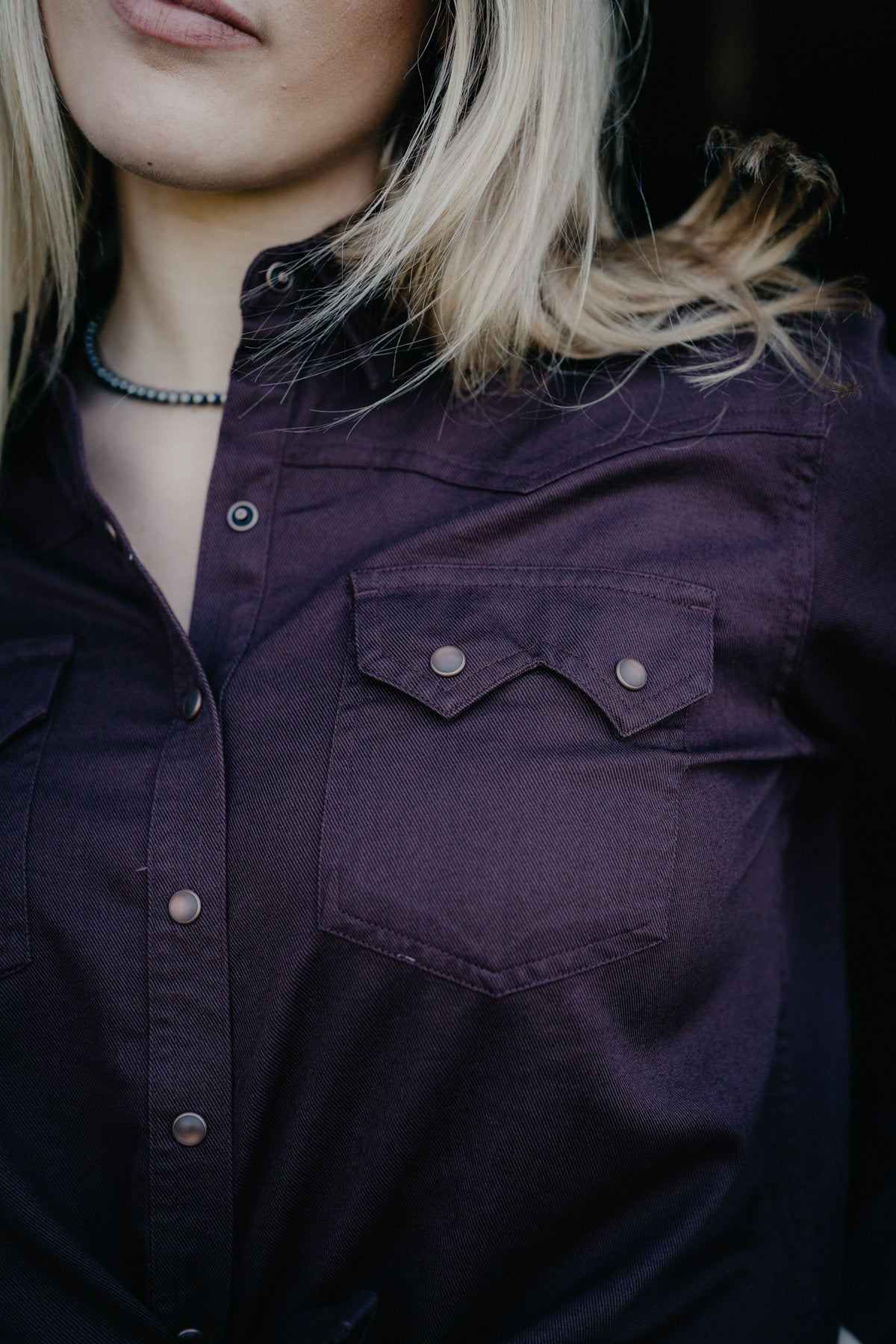 'Earthbound' Plum Women's Pearl Snap Shirt by Ariat