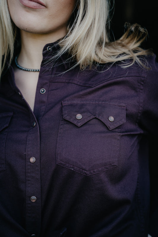 'Earthbound' Plum Women's Pearl Snap Shirt by Ariat