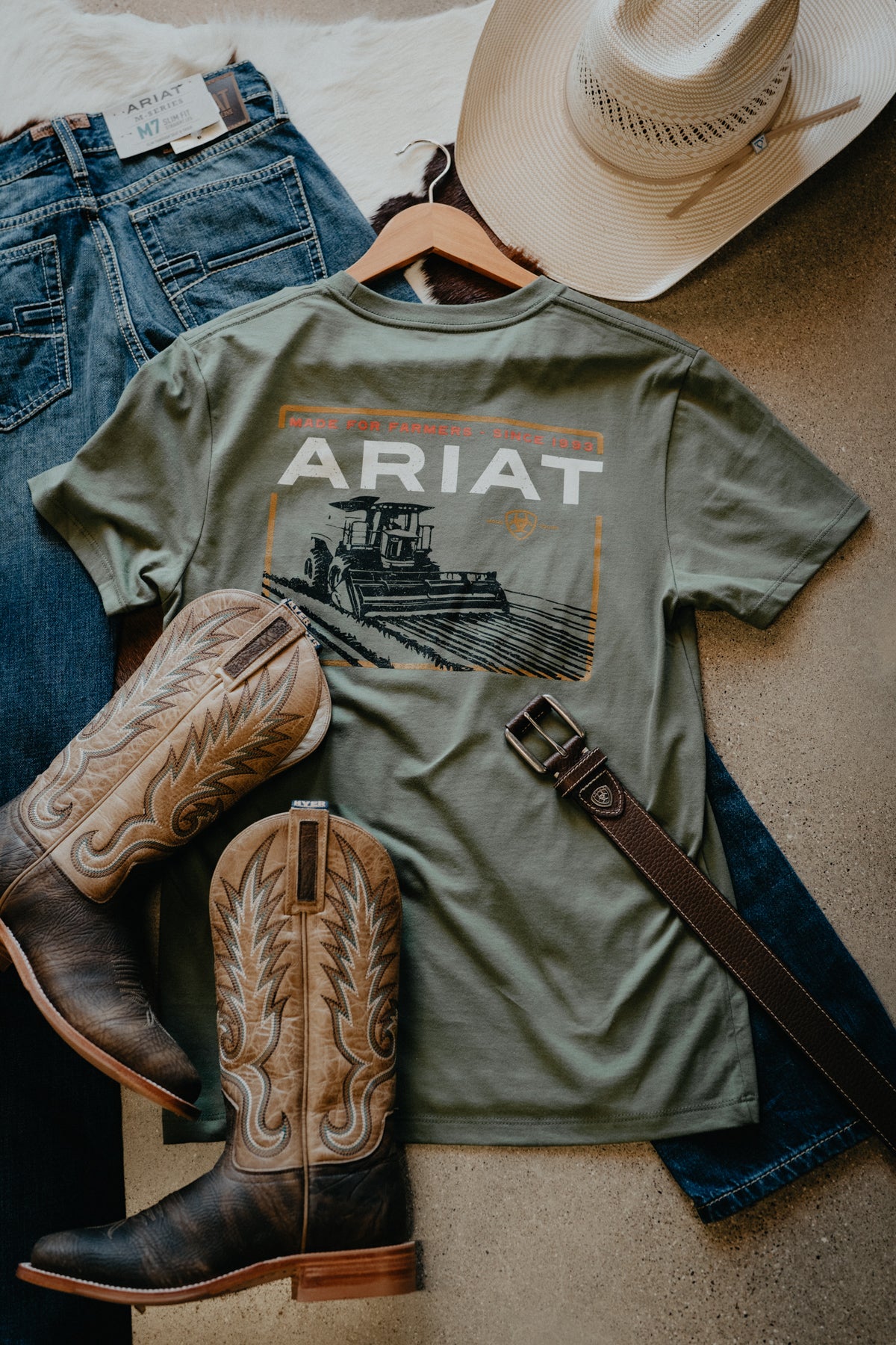 'Made for Farmers' Men's Army Green T-Shirt by Ariat (S-XXL)