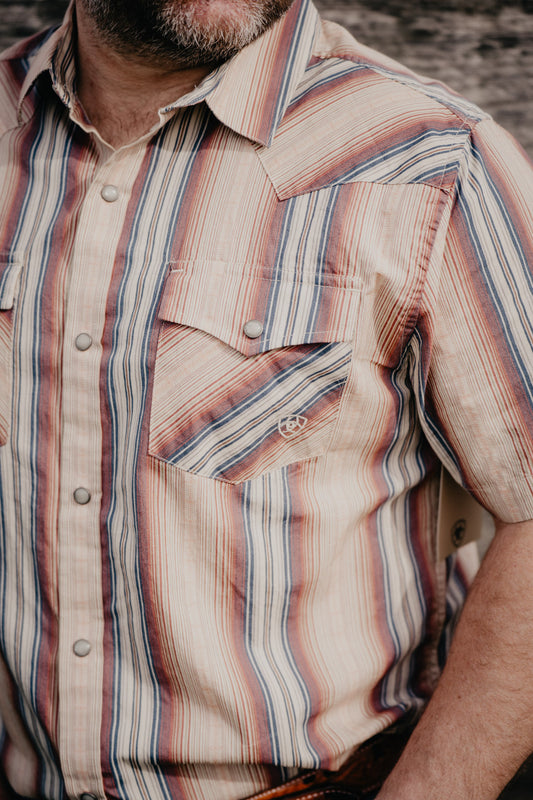 'Haver' Men's Ariat Retro Striped Short Sleeve Pearl Snap Shirt (S - XXL)