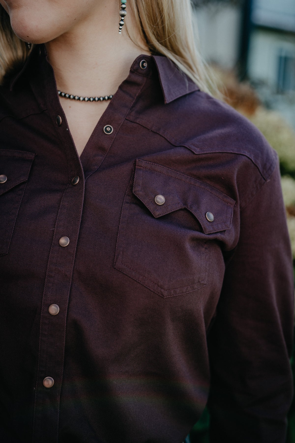 'Earthbound' Plum Women's Pearl Snap Shirt by Ariat