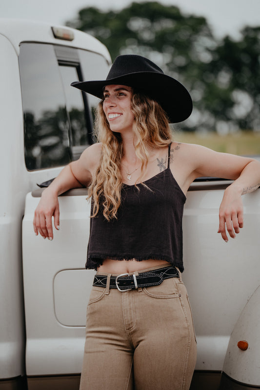 'Sabel' Cropped Linen Tank {XS-L; 2 Colours}