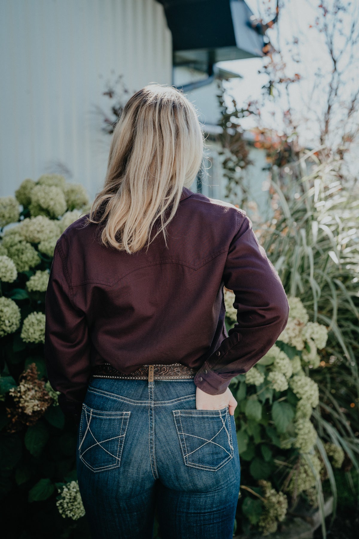 'Earthbound' Plum Women's Pearl Snap Shirt by Ariat