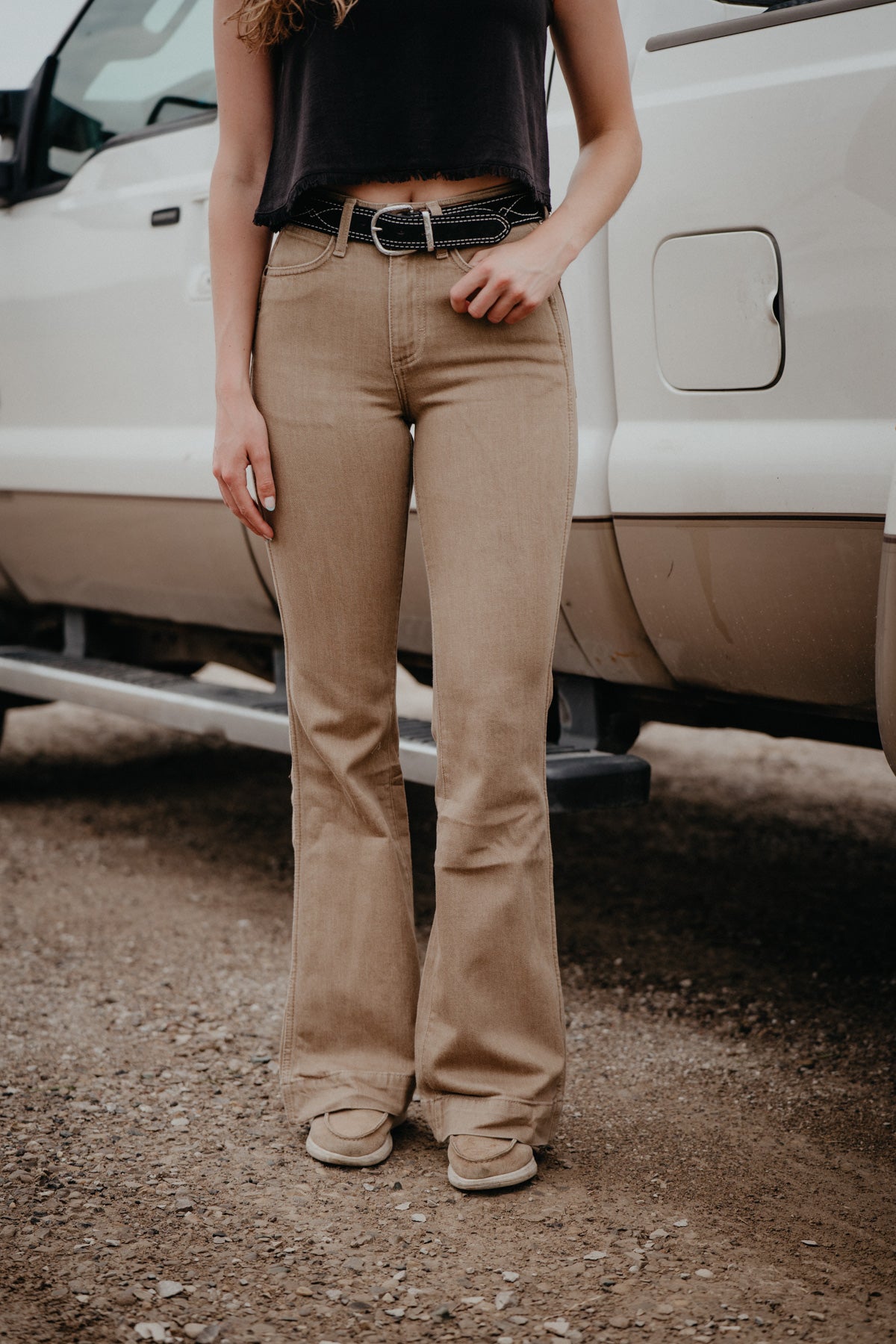 'Emmie' Wrangler Tan High Rise Trouser Jean (24-35)
