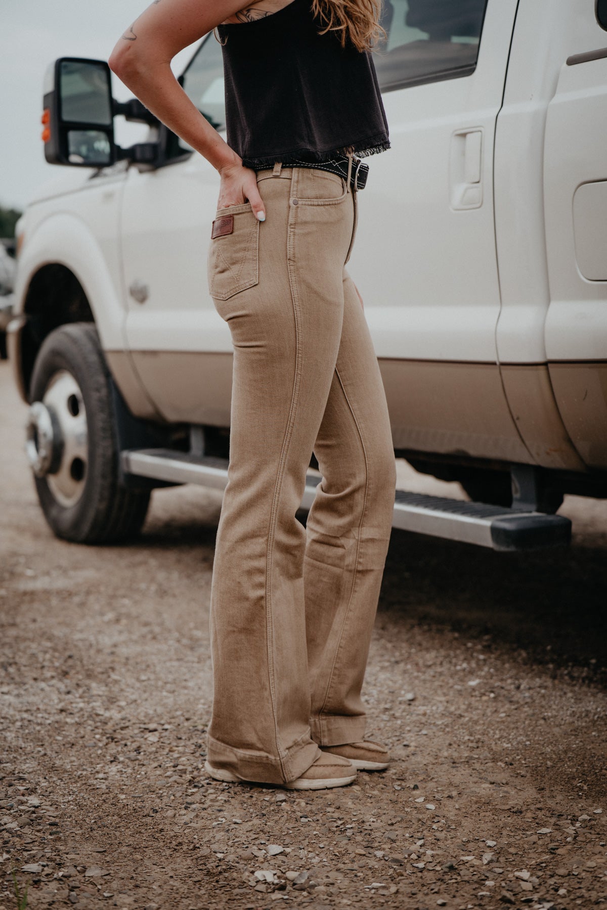 'Emmie' Wrangler Tan High Rise Trouser Jean (24-35)