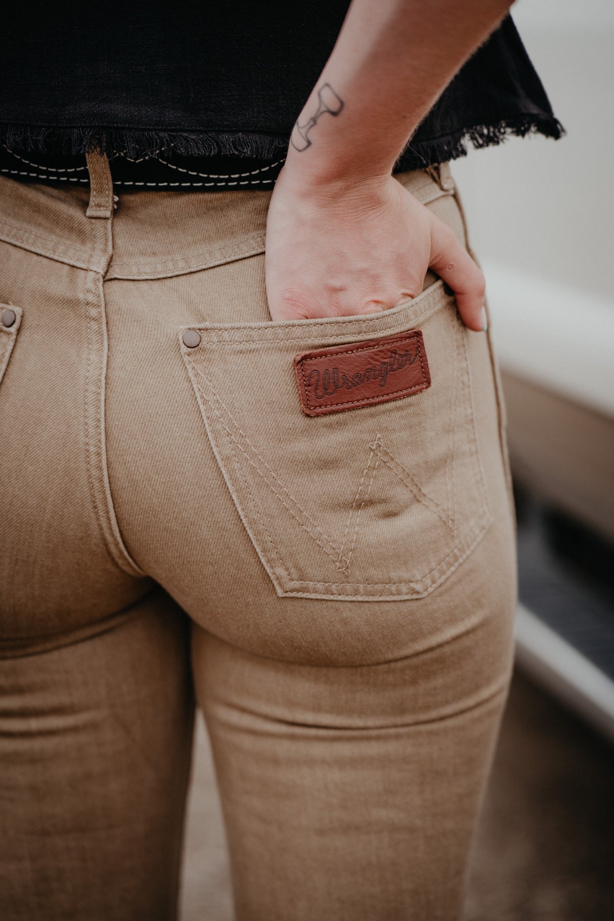 'Emmie' Wrangler Tan High Rise Trouser Jean (24-35)