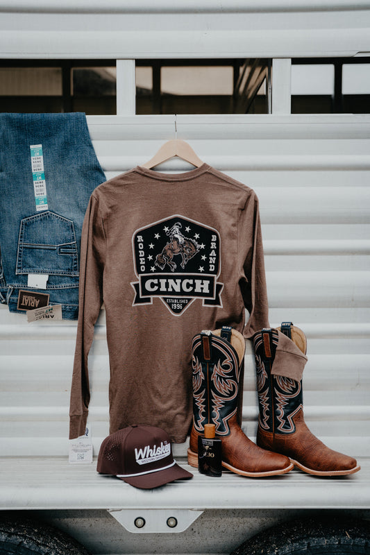 'Rodeo Bronc' Men's Brown CINCH Long Sleeve T-Shirt