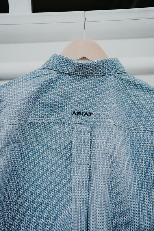 'Lester' Men's Blue and White Geometric Button Down by Ariat