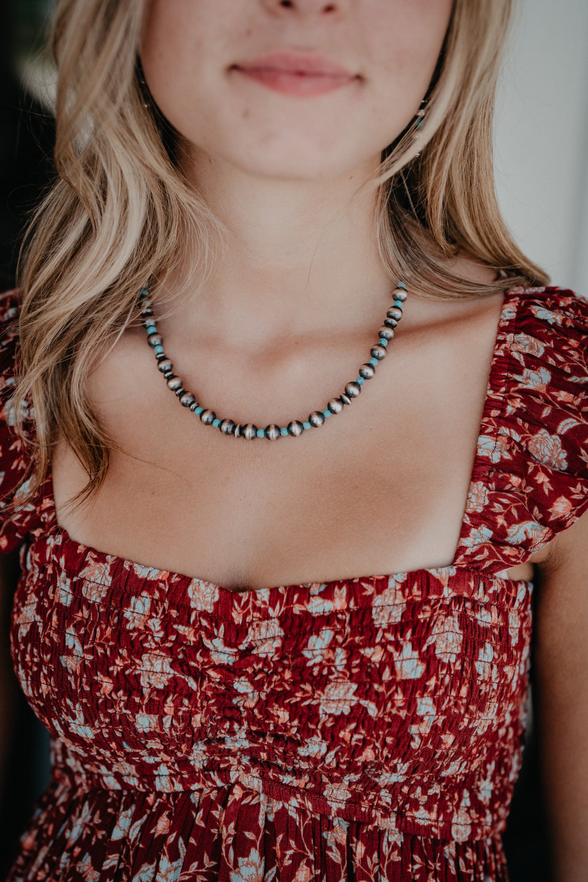 Navajo Pearl and Turquoise Necklace 16"