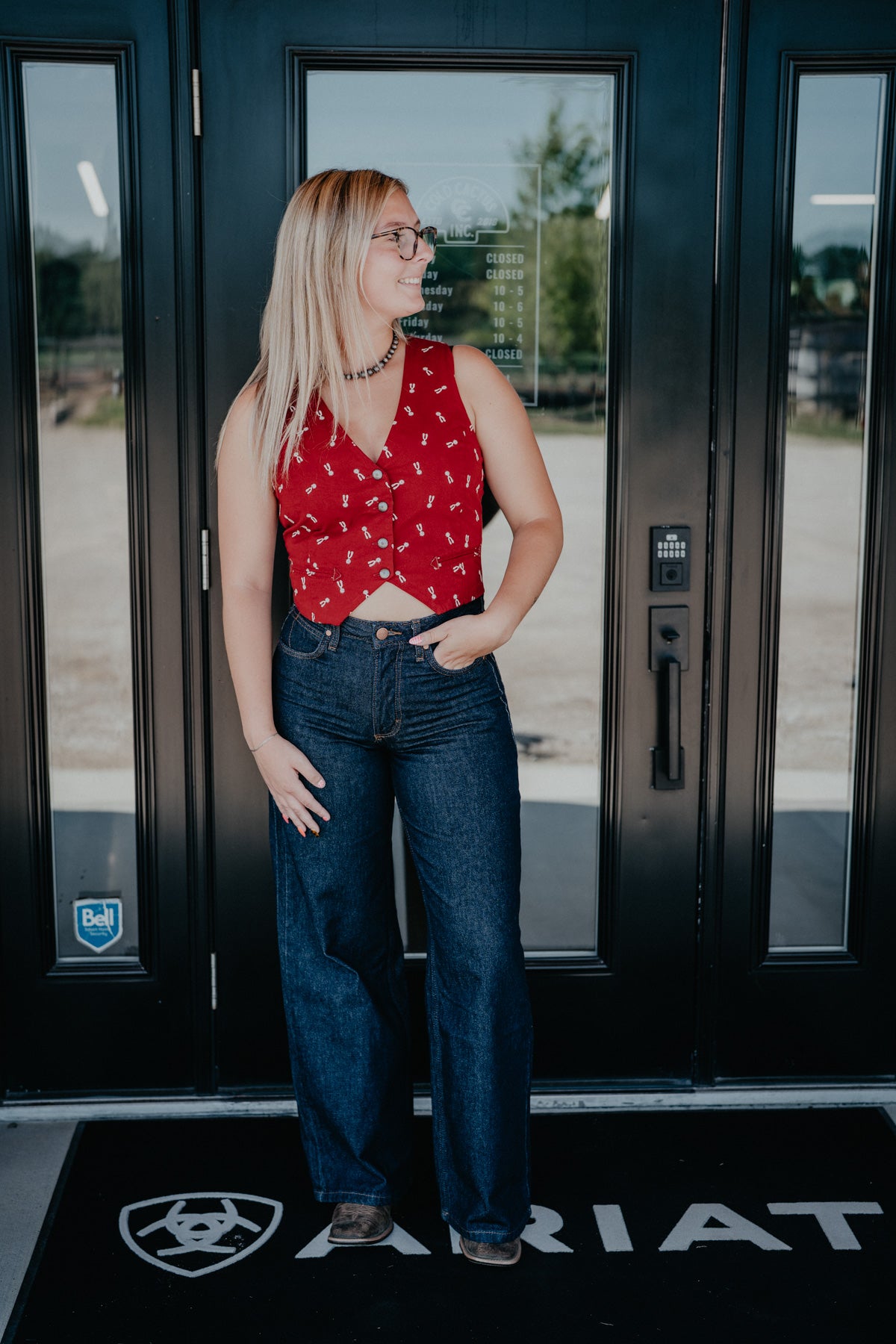 Spur Embroidered Red Vest by Cruel Denim