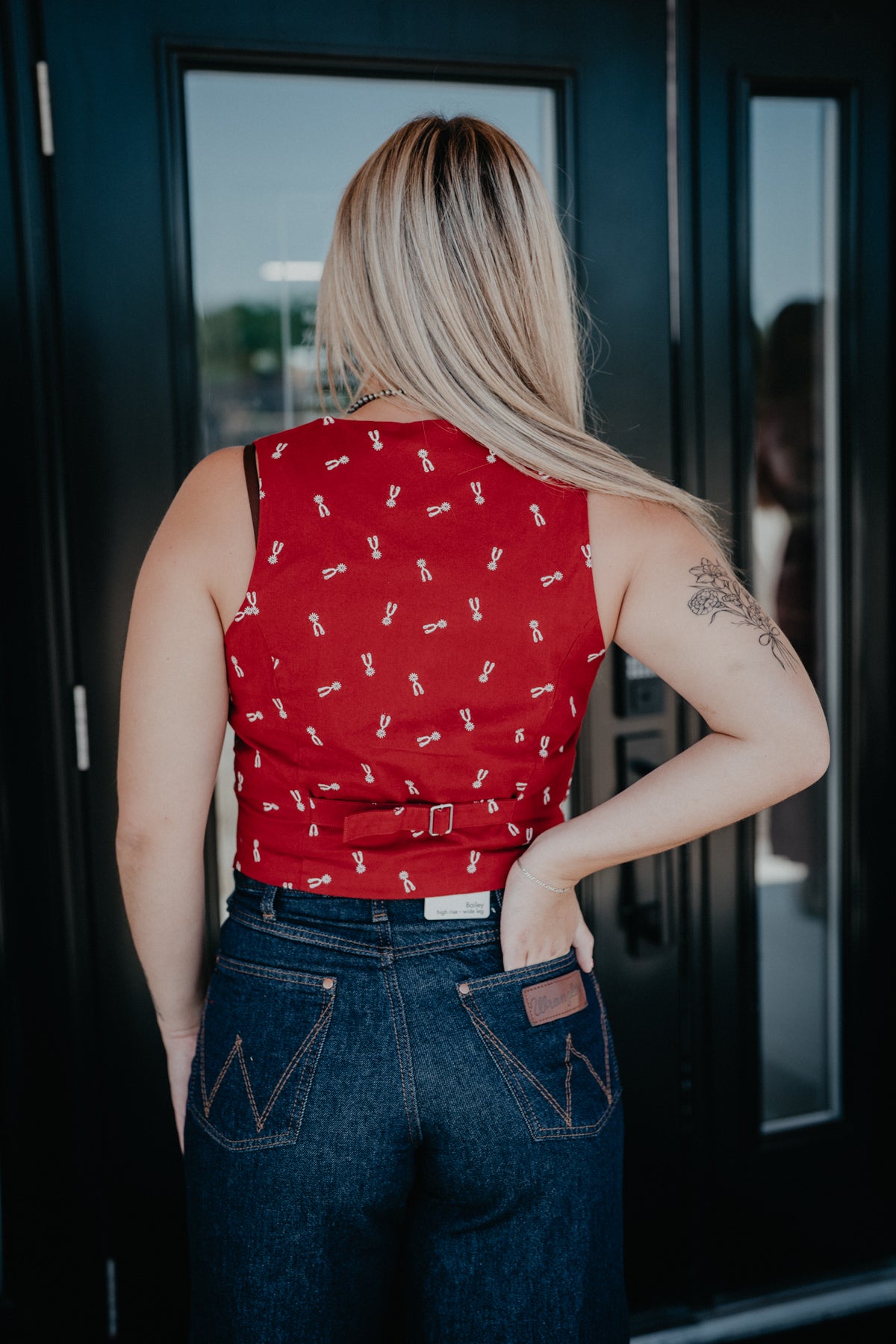 Spur Embroidered Red Vest by Cruel Denim