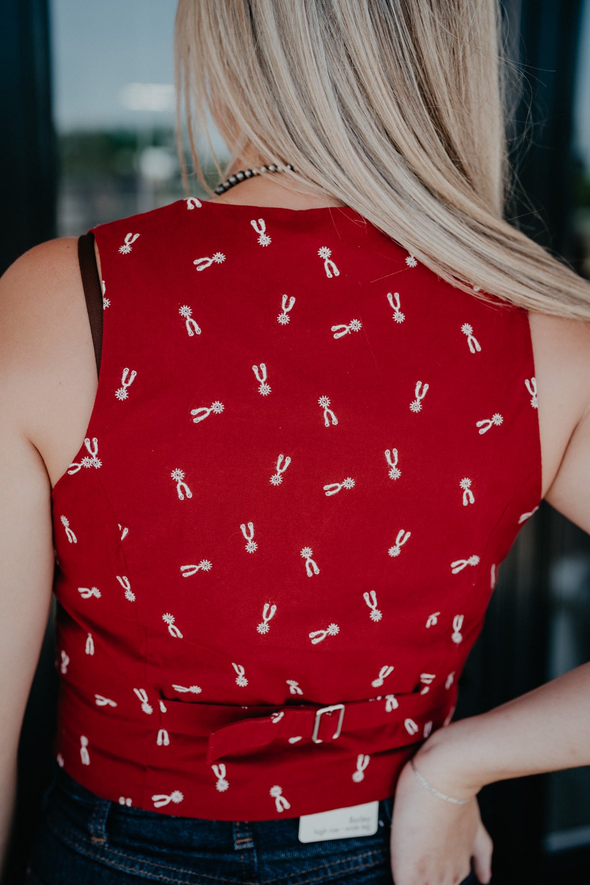Spur Embroidered Red Vest by Cruel Denim