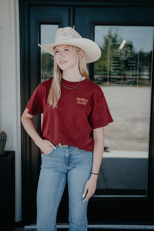 'Pomegrante' Roper Women's Maroon T-Shirt by Wrangler