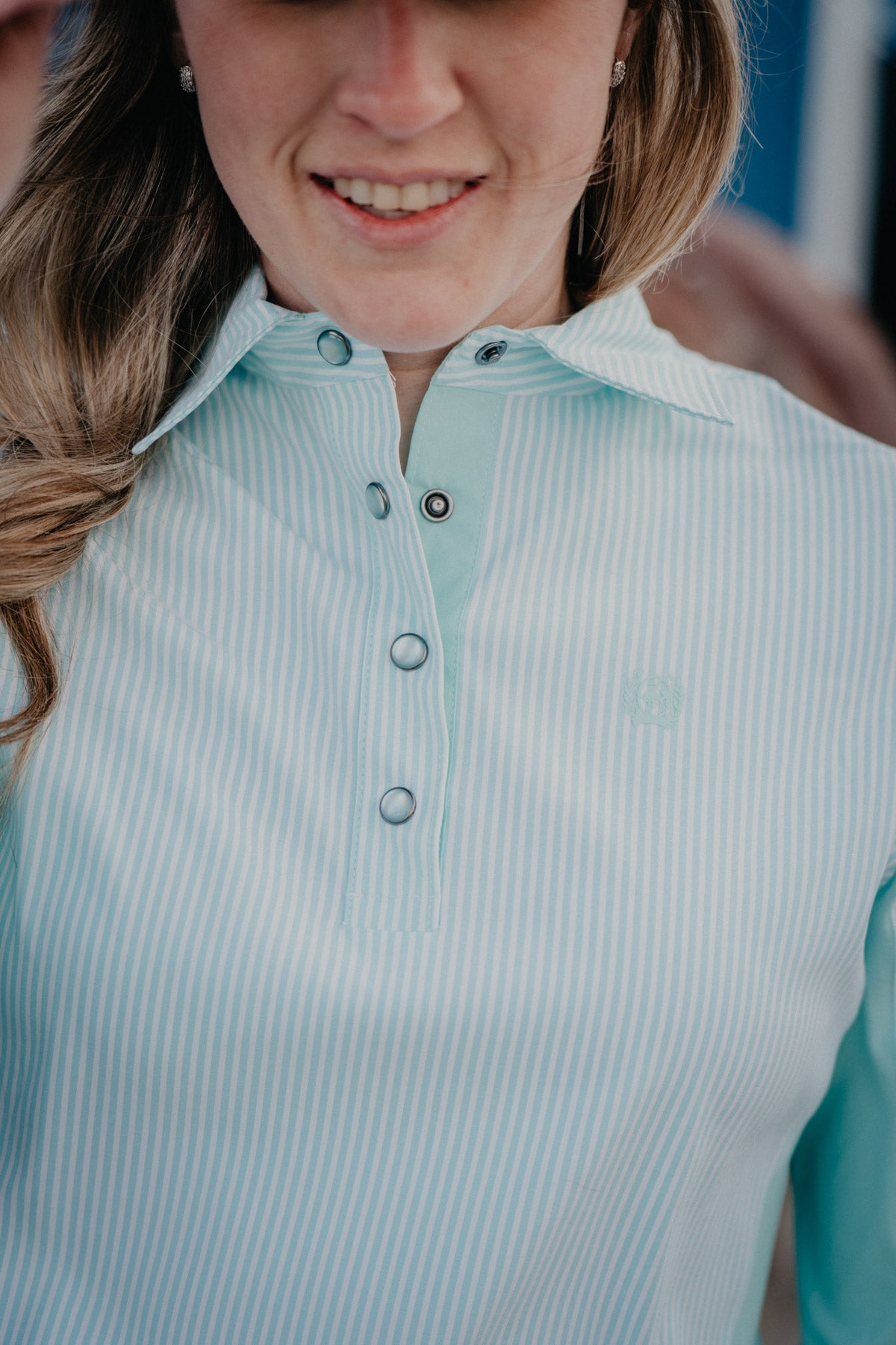 'Brielle' Women's Teal Striped Long Sleeve Hybrid Button Up by CINCH (XS-XXL)