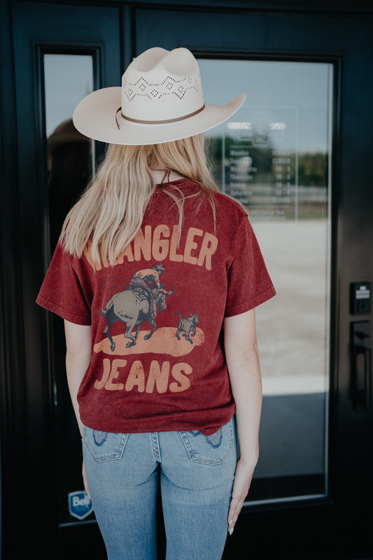 'Pomegrante' Roper Women's Maroon T-Shirt by Wrangler