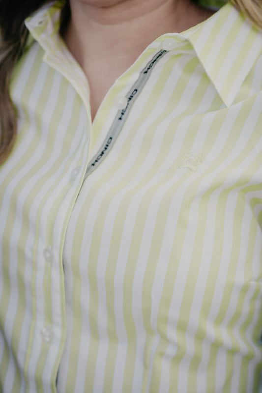 'Marlo' Women's Lemon Yellow Long Sleeve ArenaFlex Button Up (XS-XL)