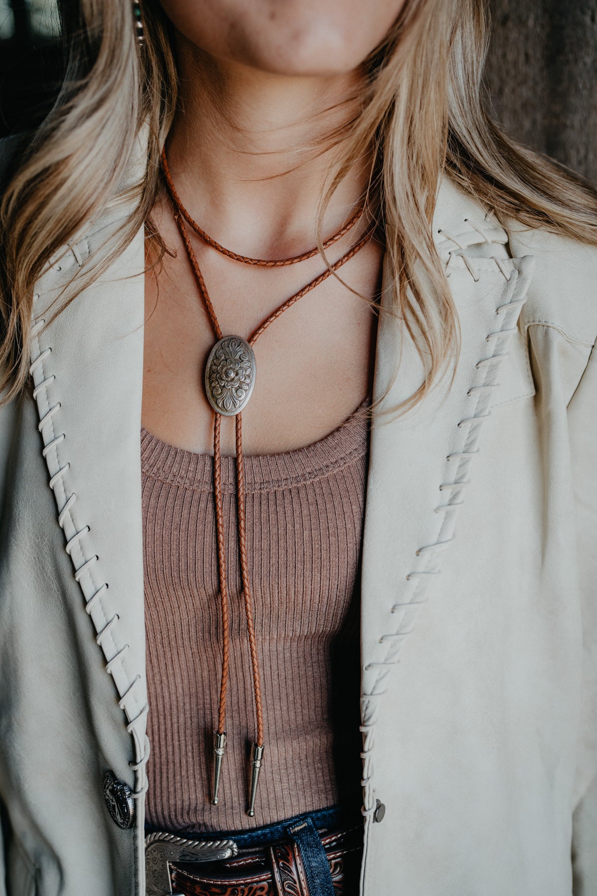 Dreamer Wrap Oval Floral Bolo Tie by November Maker