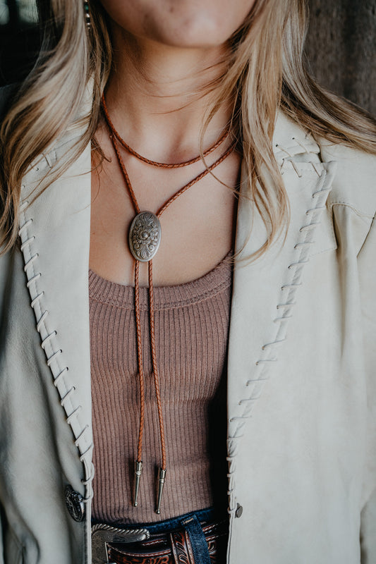 Dreamer Wrap Oval Floral Bolo Tie by November Maker