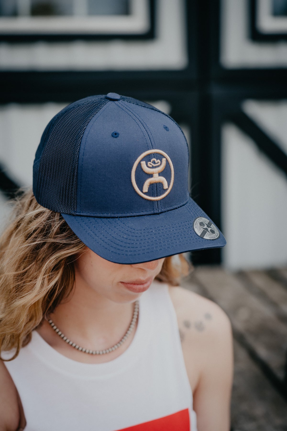‘O-Classic’ Navy 6-Panel Trucker with Gold Hooey Logo
