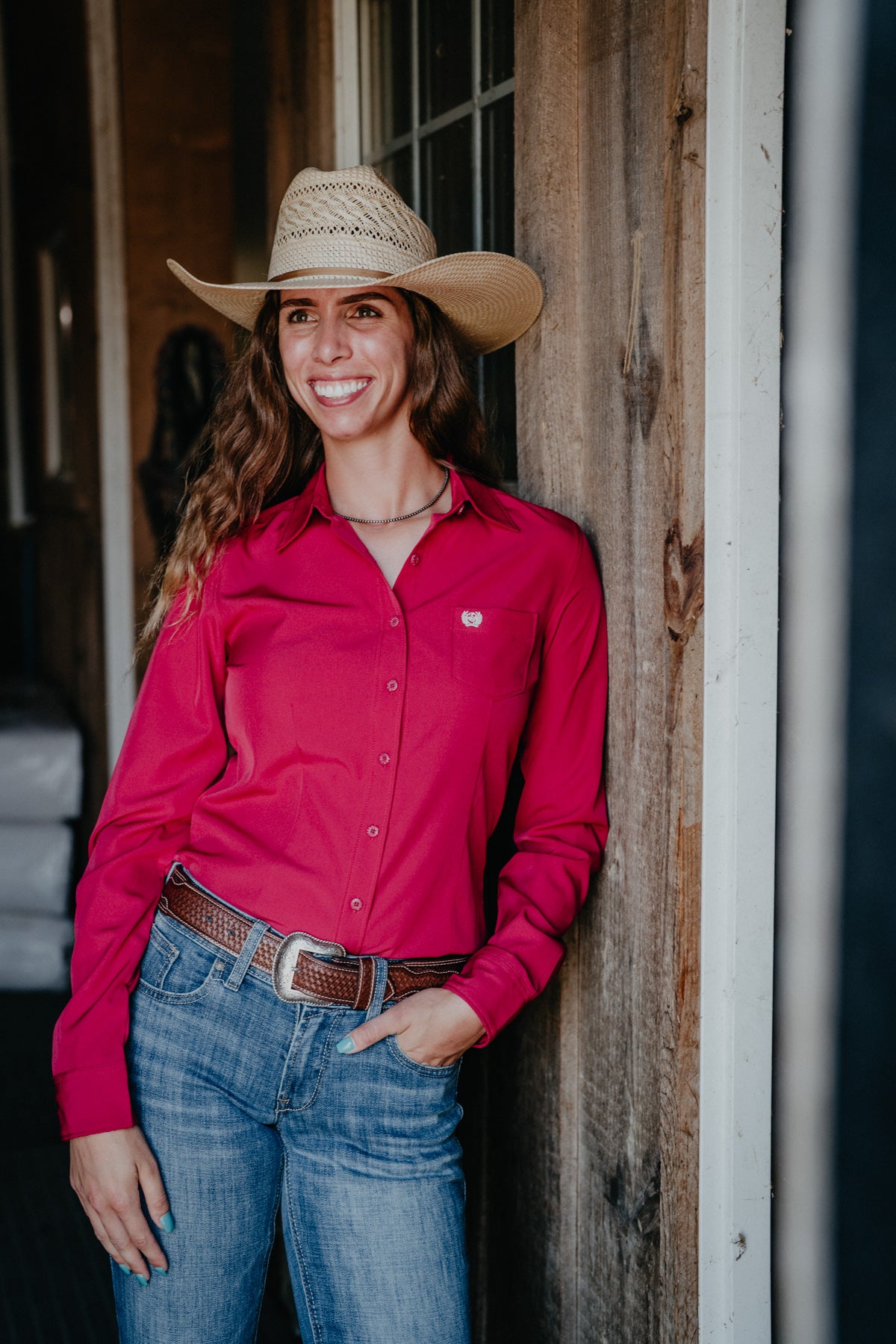 'Paula' Women's Fuchsia Arenaflex CINCH Button Up