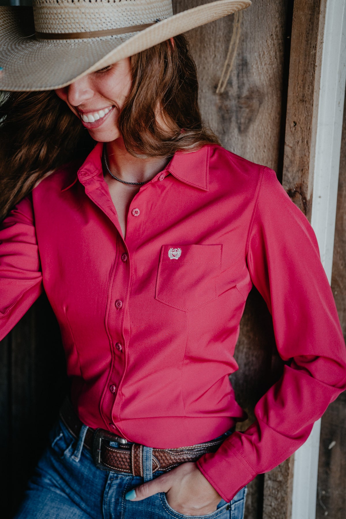 'Paula' Women's Fuchsia Arenaflex CINCH Button Up