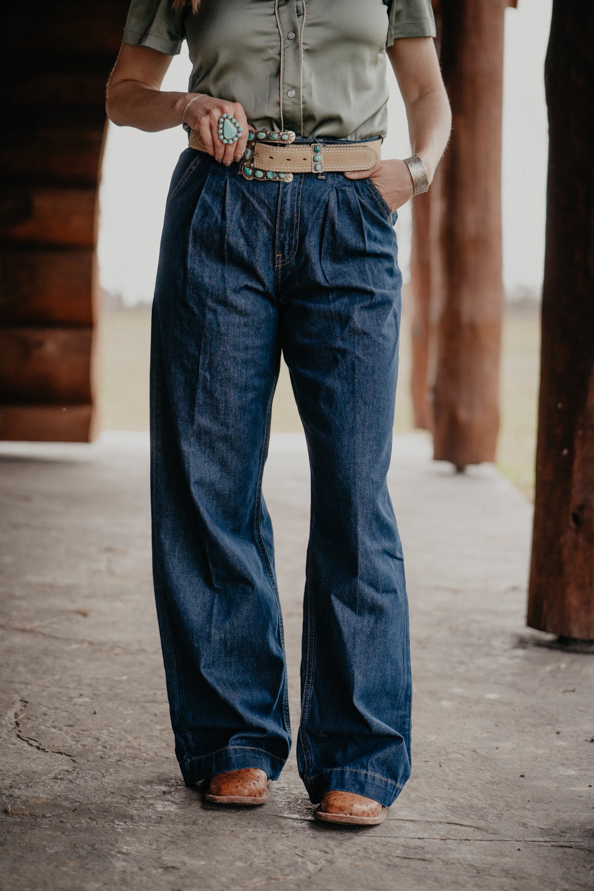 'Billie' Ultra High Rise Pleated Trouser Jean by Ariat (33" Inseam)