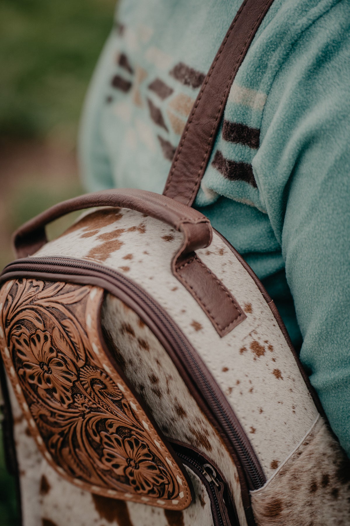 Small Cowhide & Tooled Leather Backpack