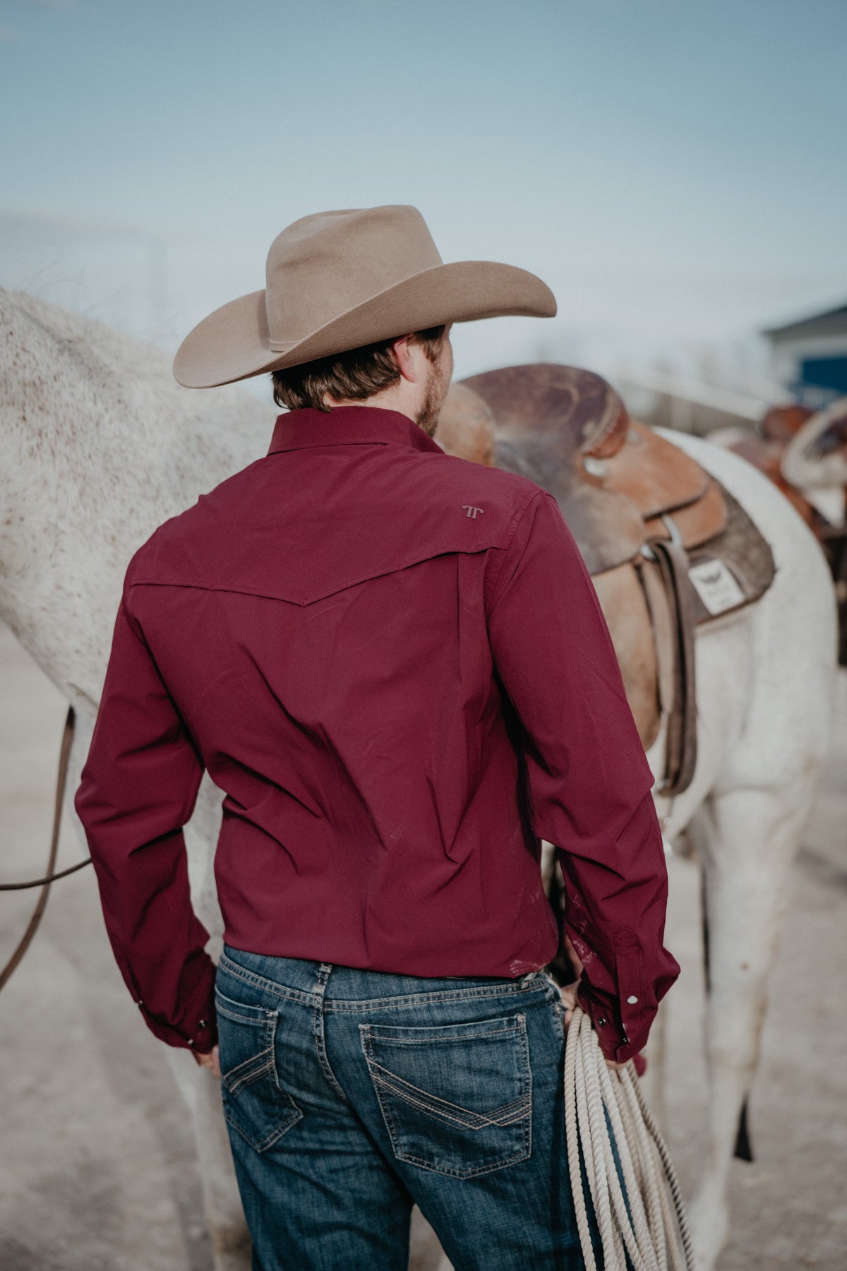 'Corey' Maroon Men's Long Sleeve Pearl Snap by Ferrell (S-XXL)