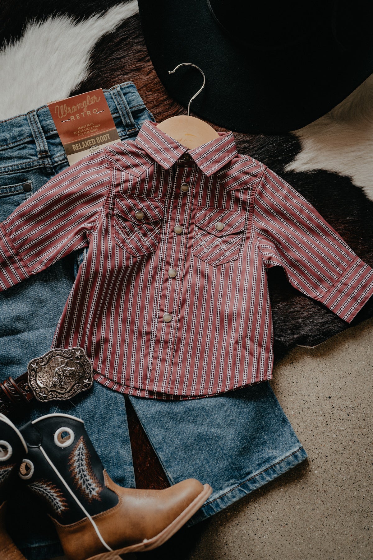 'Sam' Red Striped Baby Boy Long Sleeve by Wrangler