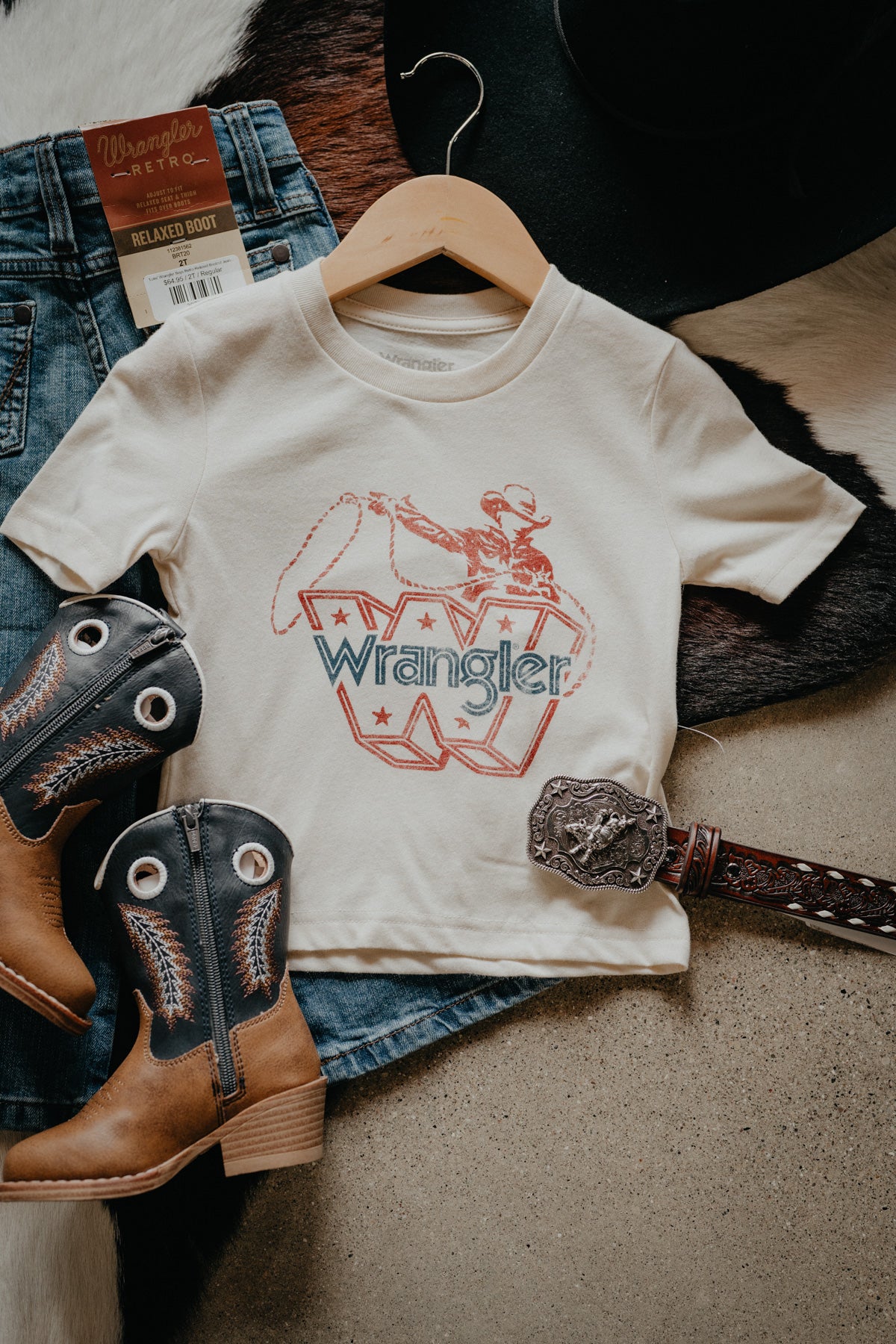 'Lasso' Antique White Boy's Wrangler T-Shirt