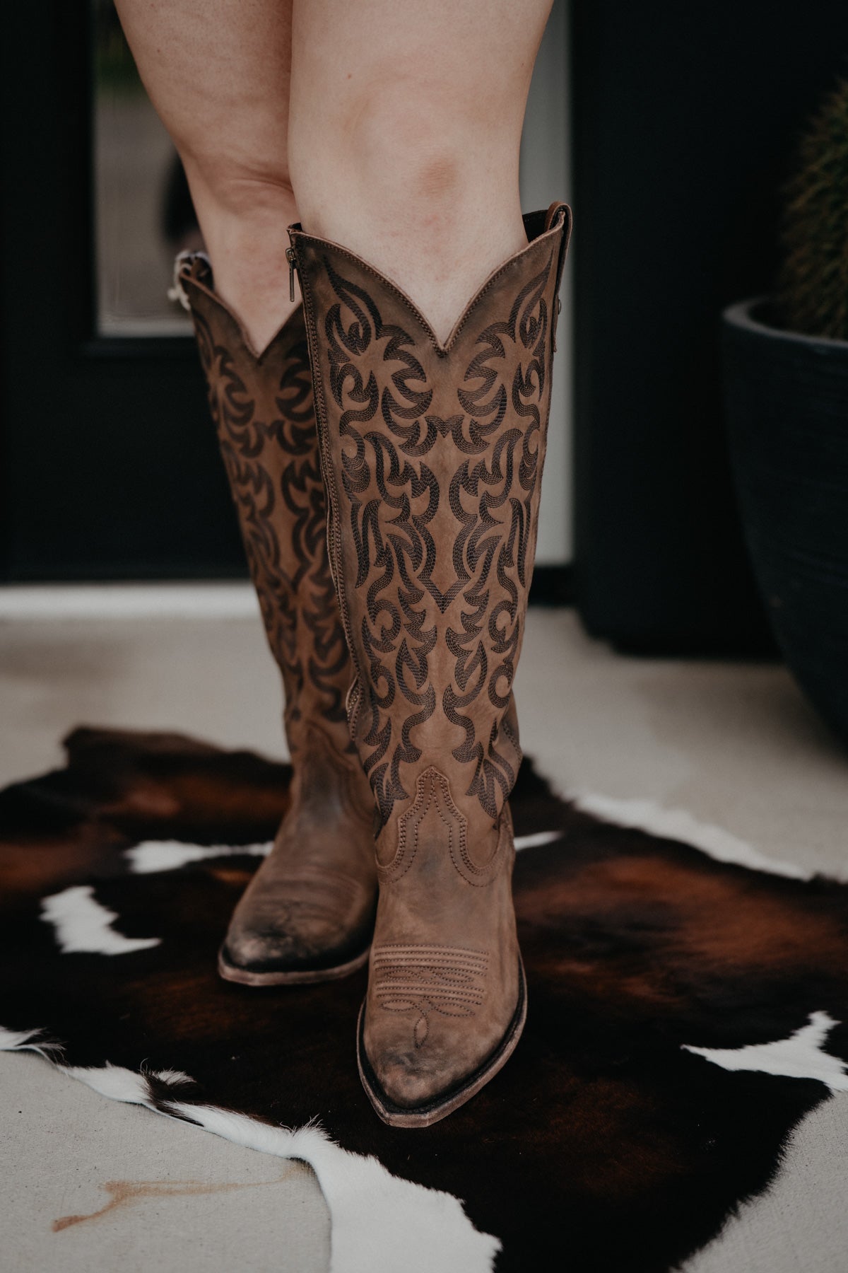 "Allie" Tall BROWN Leather Boots by Liberty Black {B & C Calf Widths}
