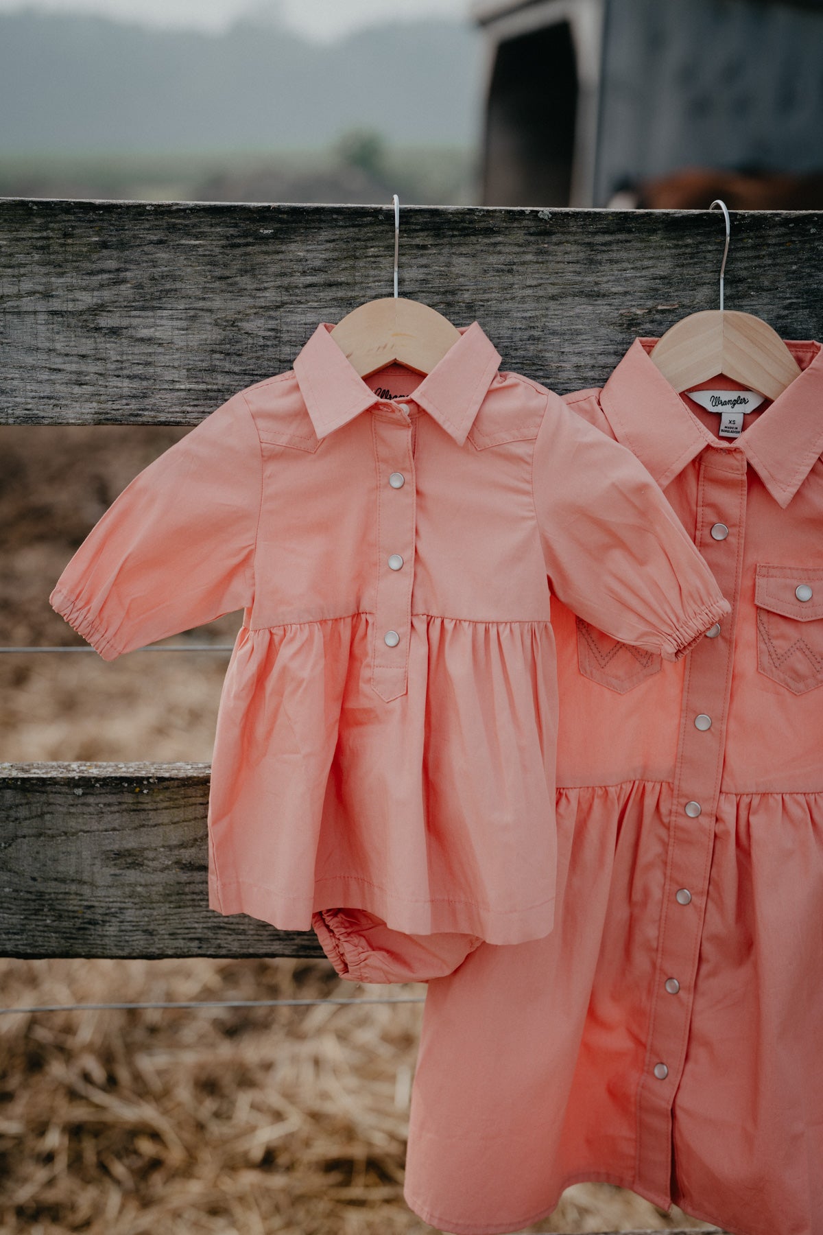 'Baby Rodeo Rose' Baby Girl's Rose Long Sleeve Pearl Snap Dress by Wrangler